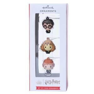 HALLMARK HARRY POTTER HERMIONE AND RON MINIATURE CHRISTMAS ORNAMENTS SET OF 3